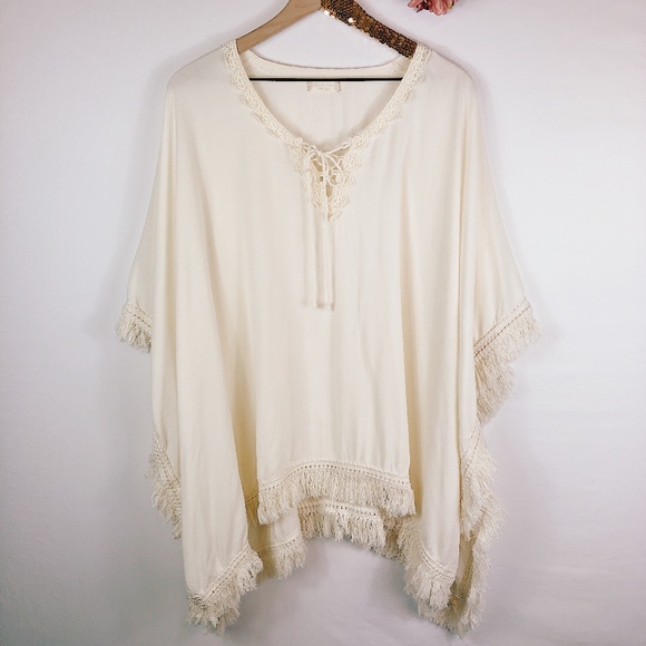 Altar'd State Sweaters - [ALTAR'D STATE] Fringed Poncho Coverup